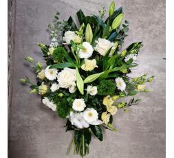 Bouquet gerbe à plat blanc de deuil