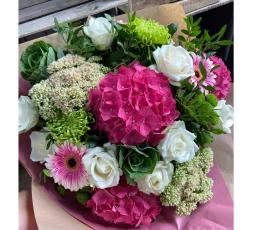 Hortense rose et blanc