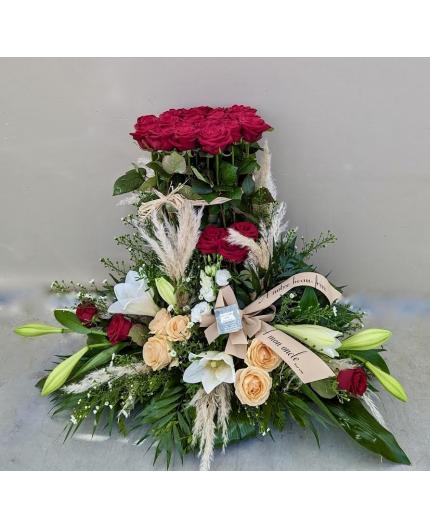 Fagot de roses rouges