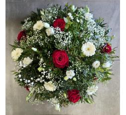 Coussin de deuil rouge et blanc