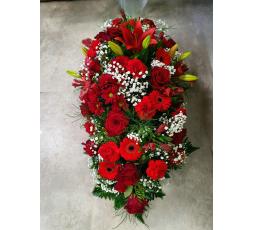 Raquette de fleurs rouge et blanc