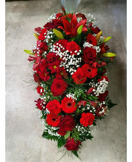 Raquette de fleurs rouge et blanc