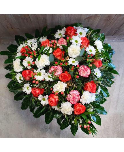 Cœur de deuil rouge et blanc