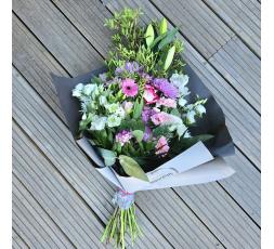 Bouquet gerbe à plat rose de deuil