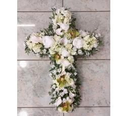 Croix de fleurs deuil