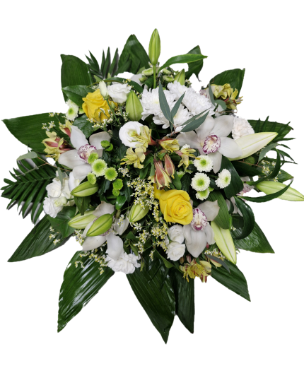 Coussin de deuil ton blanc jaune