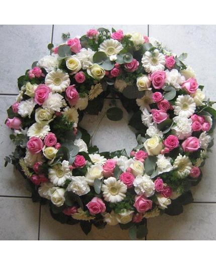 Couronne de deuil rose