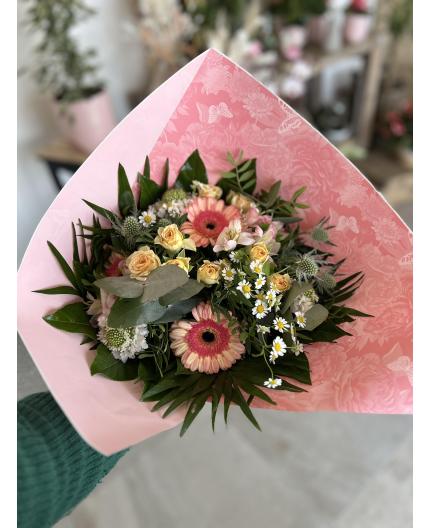 bouquet rond saumon/rose