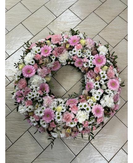 Couronne de deuil tons rose