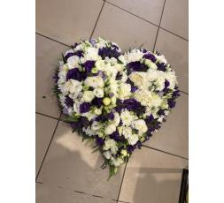 Coeur de deuil blanc et Parme