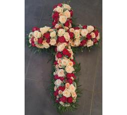 Croix de fleurs deuil