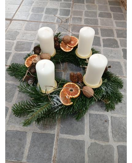 Couronne de l’avent bougies blanche 
