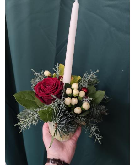 Composition de NOEL avec bougie blanche