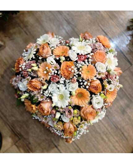 Coeur saumon et blanc 