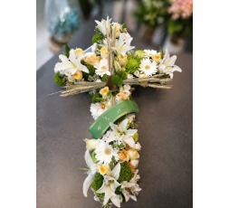 Croix de fleurs deuil