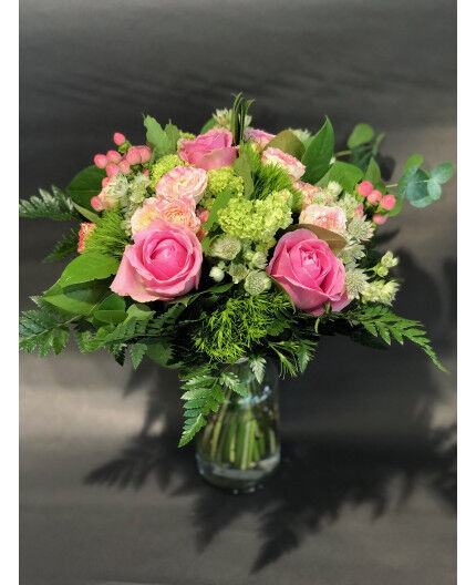 Bouquet rond tons roses