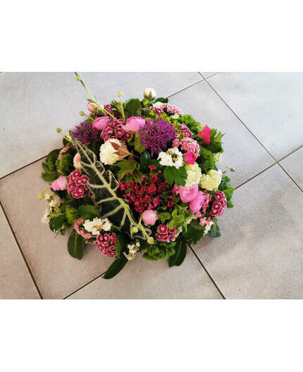 Coussin champêtre ton rose