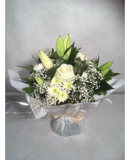 Bouquet rond dernier adieu - Blanc