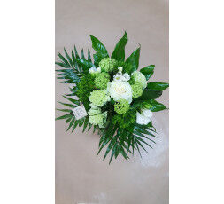 Bouquet rond blanc et vert