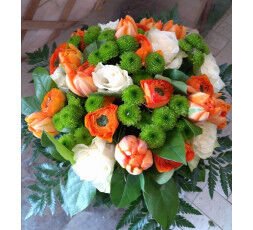 bouquet rond orange et vert