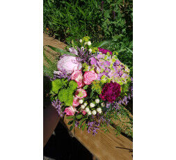 Bouquet rond rose poudré 