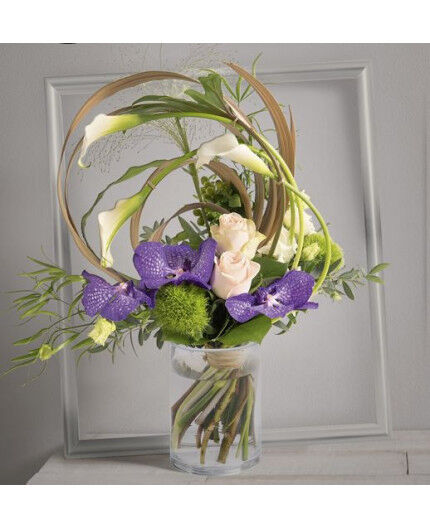 Bouquet spirale moderne blanc et violet