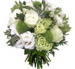 Bouquet rond blanc et vert