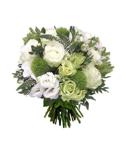 Bouquet rond blanc et vert
