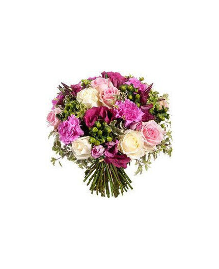 Bouquet Rond Rose Blanc et Vert