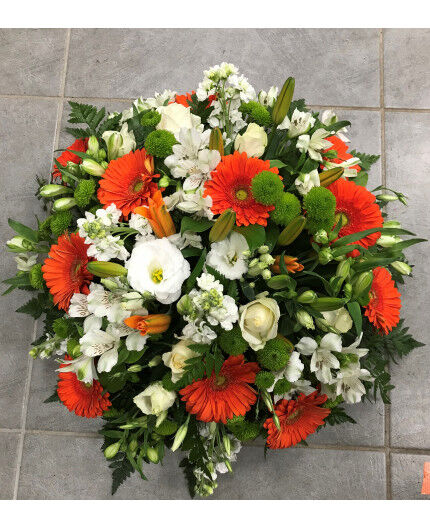 Coussin rond Orange et Blanc