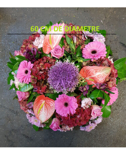 Coussin rond de fleurs mélangées