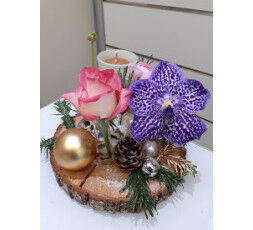 centre de table rond  avec bougie 