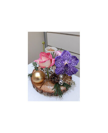 centre de table rond  avec bougie 