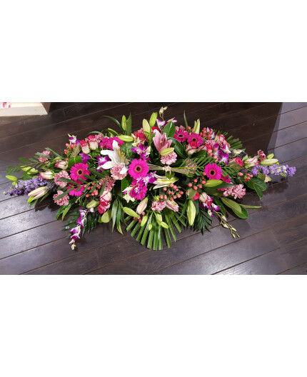 gerbe de deuil dans les tons de rose