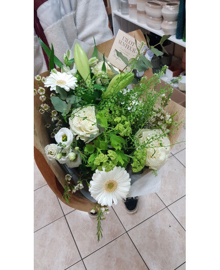 Bouquet de saison blanc et vert
