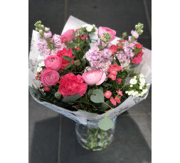 Bouquet  fleurs de France ton rose
