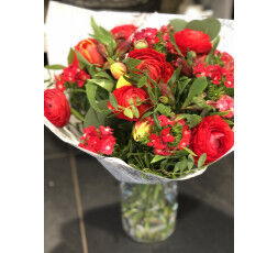 Bouquet fleurs de France tons rouges