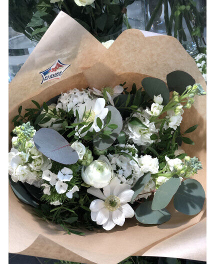 Bouquet fleurs de France. ton blanc et vert