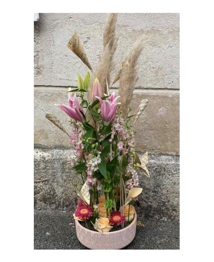 Composition piquée hauteur avec pampa 