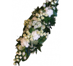 Raquette de Deuil Blanc et Roses Villa